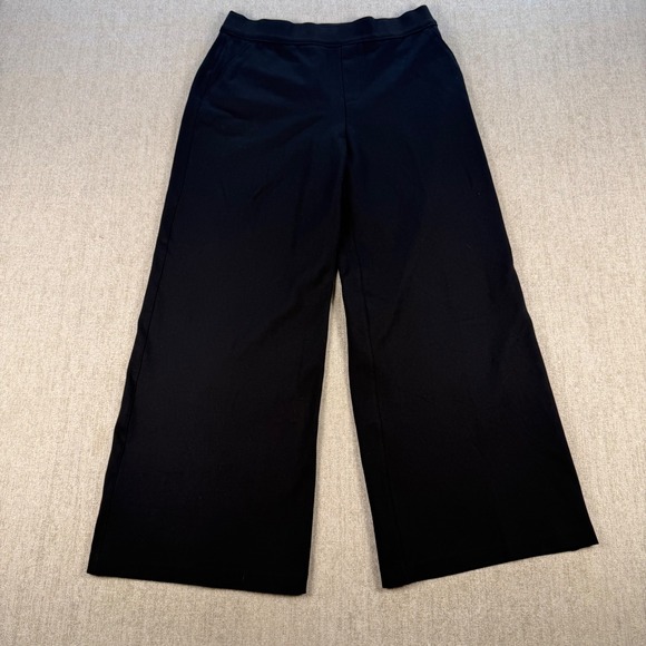 SPANX Pants - Spanx The Perfect Pant Women Medium Petite Black Wide Leg Pull On Ponte Trousers